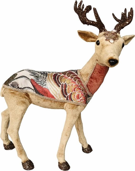 Dekor për Krishtlindje, drer brokat, shumëngjyrësh, 33x21x41 cm, shkumë dhe tekstil Dekor për Krishtlindje, drer brokat, shumëngjyrësh, 33x21x41 cm, shkumë dhe tekstil