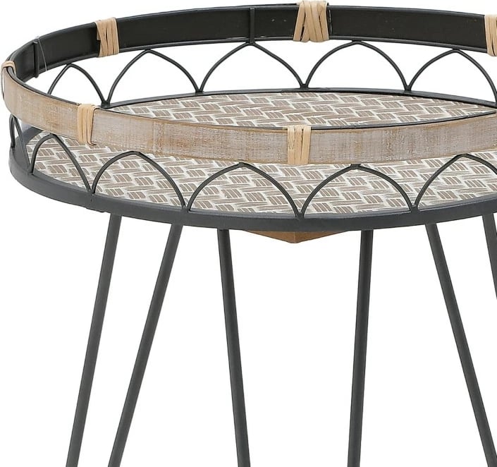 Tavolinë kafeje Erzmo Inart, metal-dru, natyrale-e zezë, D40x56cm