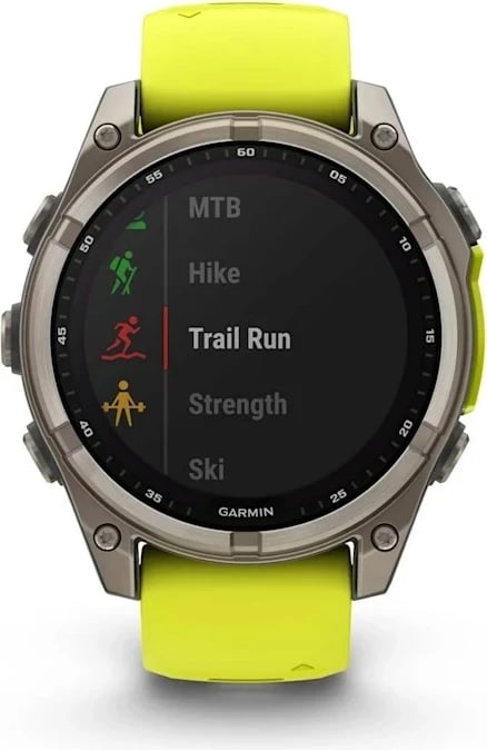 Smartwatch Garmin fenix 8, 47 mm, 32 GB, Titanium, rrip silikoni, e verdhë