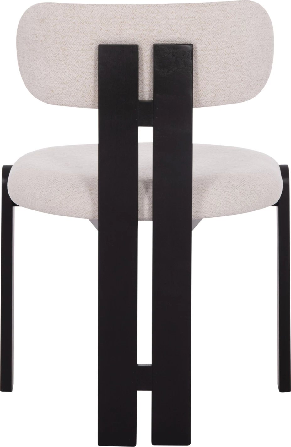 Karrige ngrënieje KARVO, stof ngjyrë krem e bardhë, dru i zi, 57x50x78.5cm, set prej 2 copë