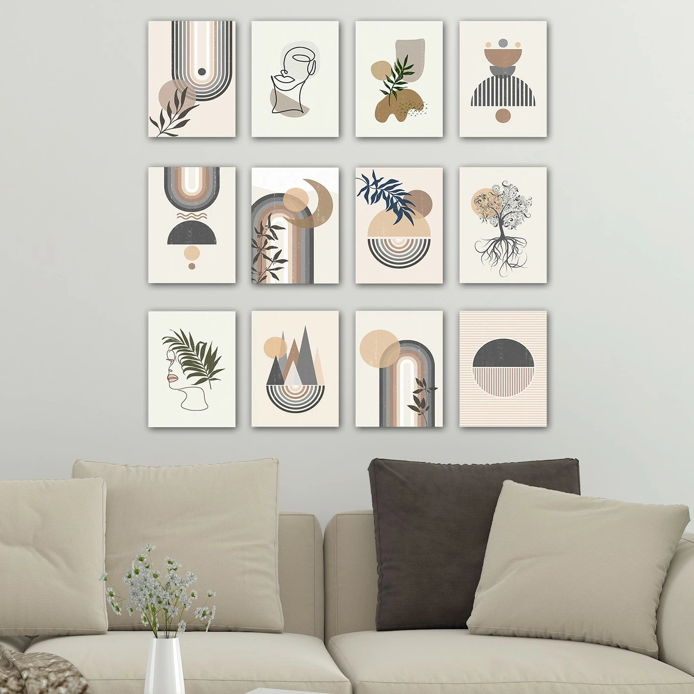 Piktura dekorative MDF, shumëngjyrëshe, set prej 12 copash, 12MDF15YS