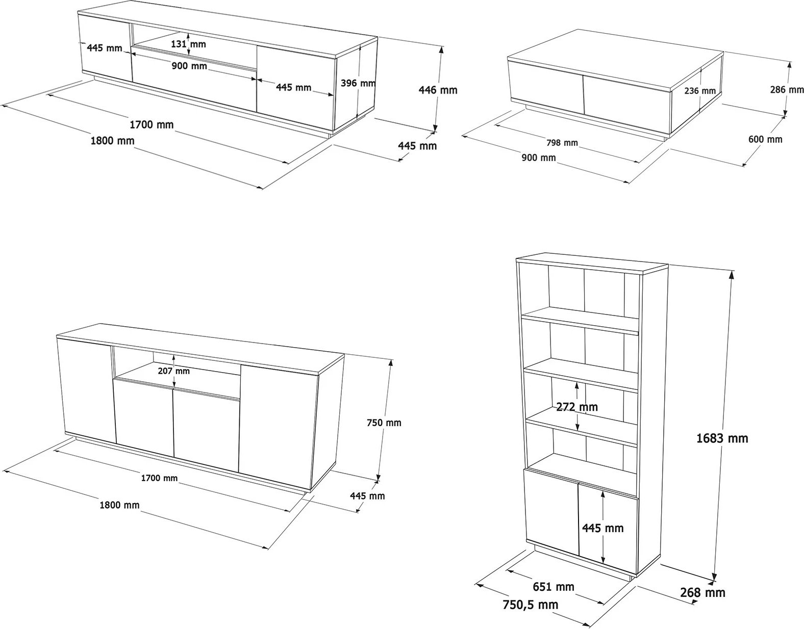 Set mobiljesh për dhomë dite, Skye Decor, Fr19-Aw, ngjyrë pishë Atlantike dhe e bardhë