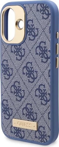 Mbështjellës Guess 4G Logo Plate MagSafe për iPhone 16 Plus, Blu