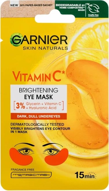 Maskë për sy Garnier Skin Naturals Vitamin C Brightening Eye Mask për femra, 1 copë