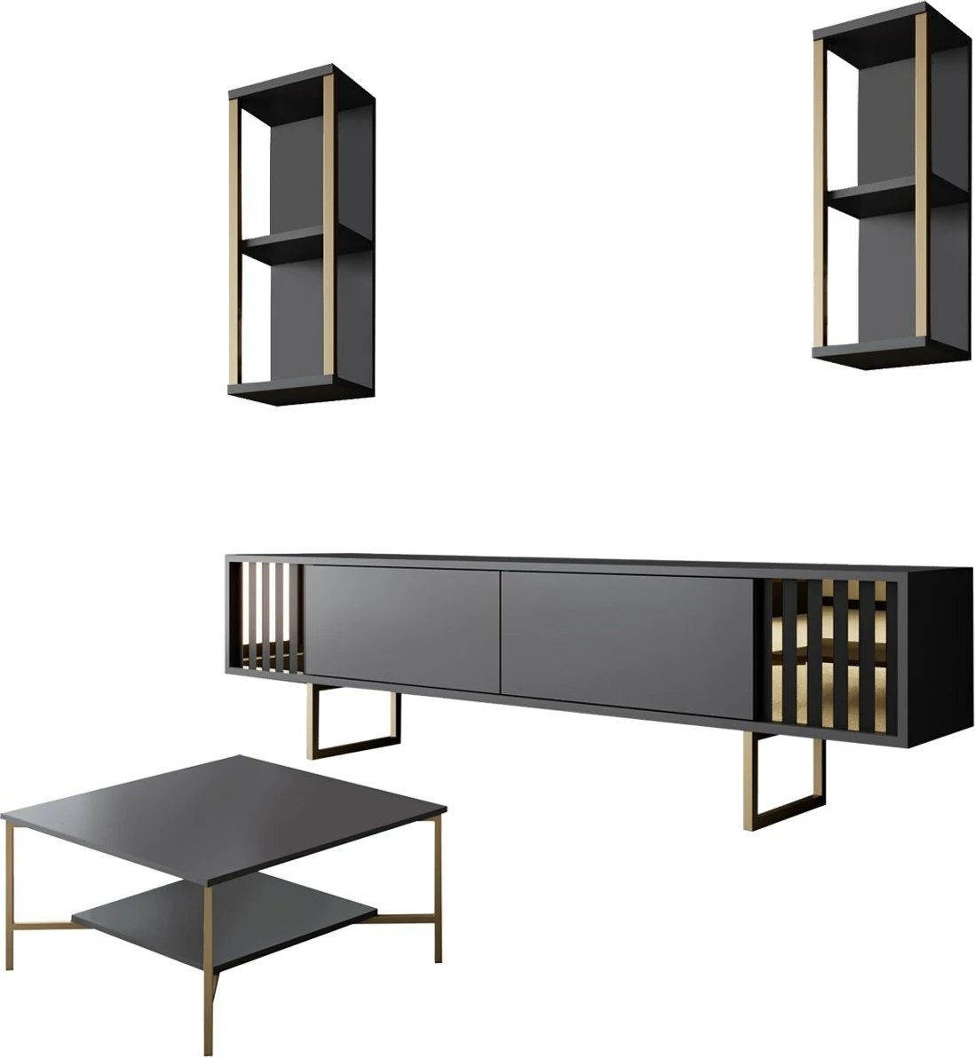 Set mobiljesh për dhomë dite, Skye Decor, linjë ari, anthracite, ari