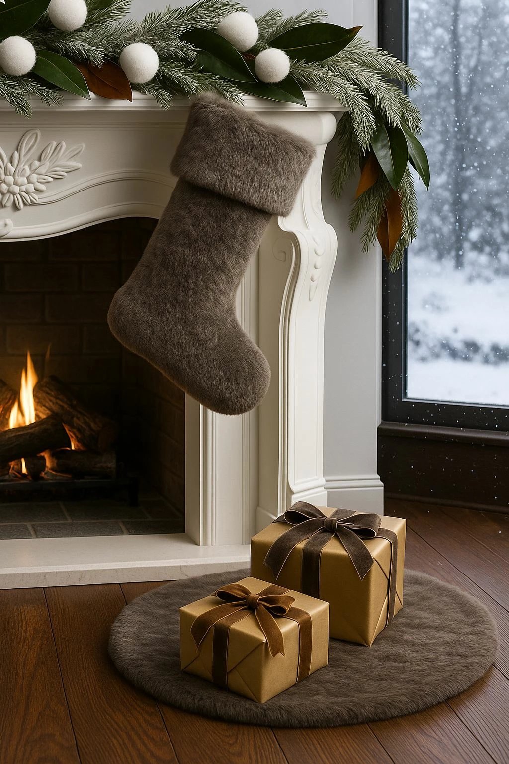 Çorape për Krishtlindje, pelush ngjyrë gri, Evila Originals