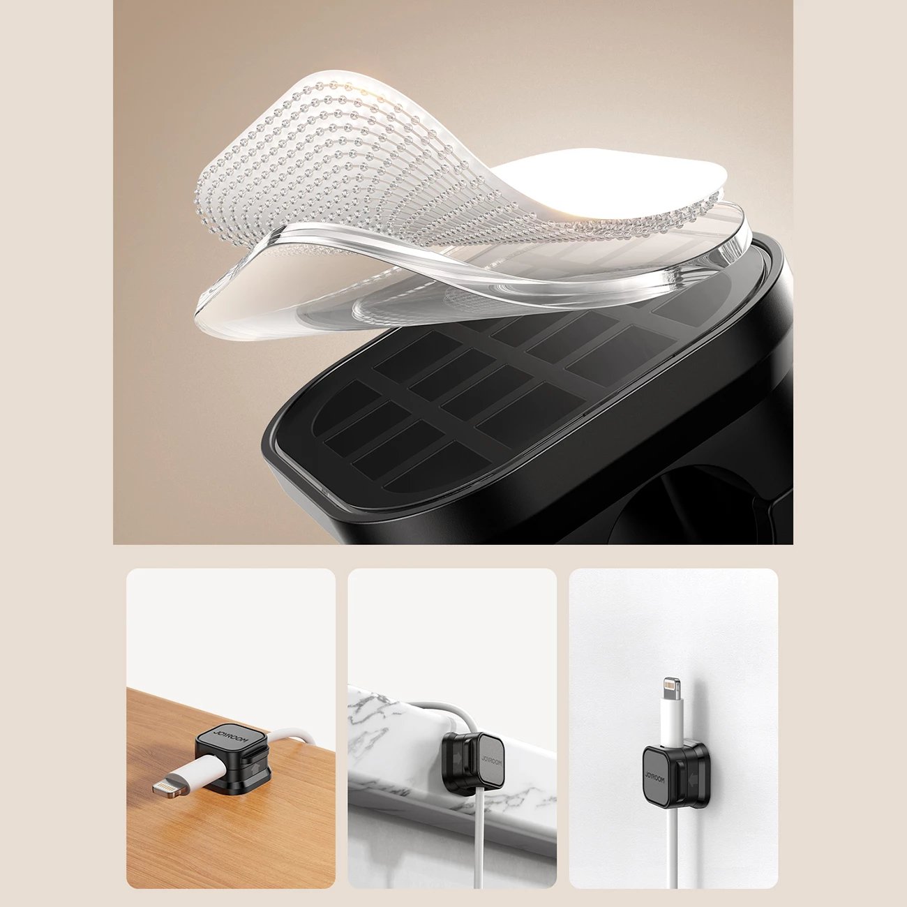 Organizues magnetik për kabllo Joyroom JR-ZS368, 6 copë, i zi