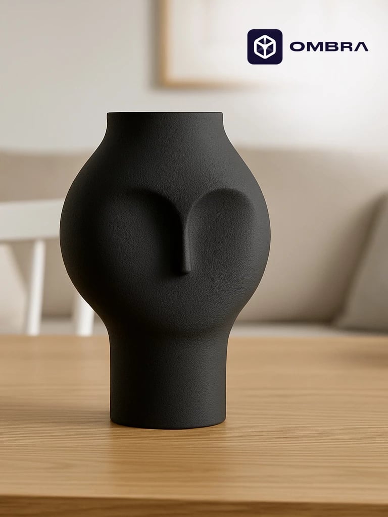 Vazo Dekorative dhe Kreative (Modern Face Vase), e zezë