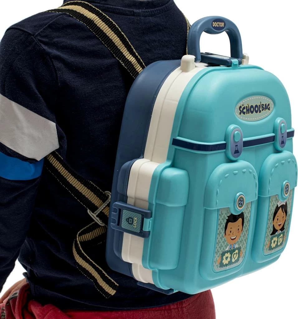 Set mjekësor lodër, BABY MIX, 3-në-1 me shpinore, blu