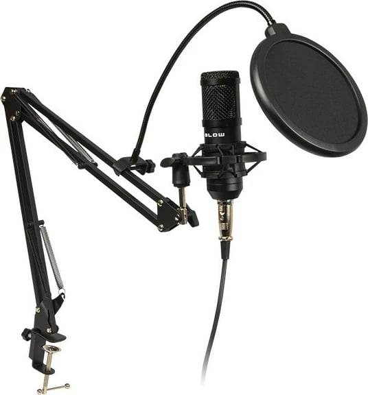 Mikrofon studioje BLOW 33-052#, me mbajtëse, i zi
