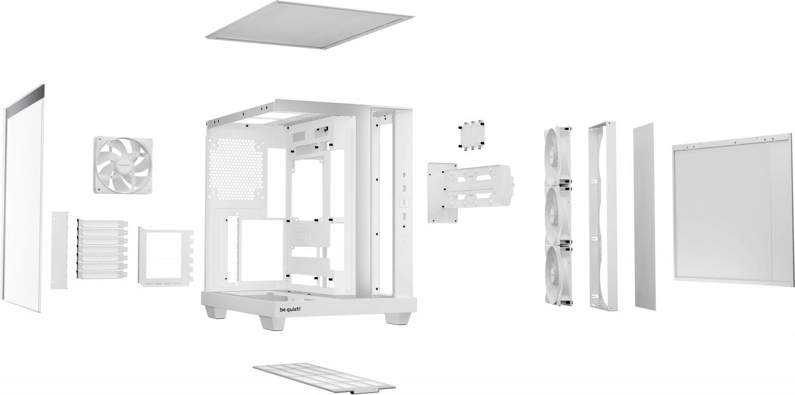 Kasë, be quiet!, Light Base 500 LX BGW86, Midi Tower ATX me ARGB dhe 4x120mm flladura, USB-C, e bardhë