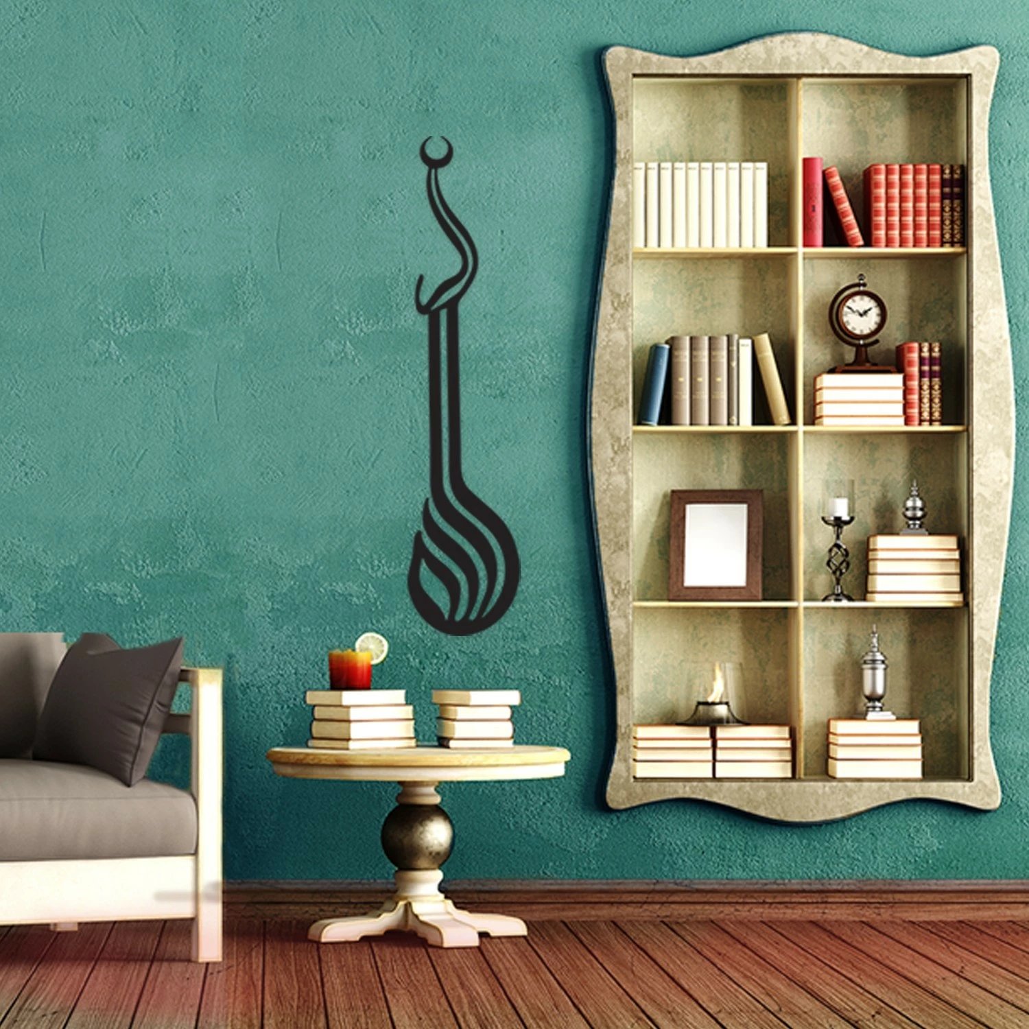 Aksesor dekorativ metalik për mur, Wallity Mesnevi, ngjyrë e zezë, 16x70cm