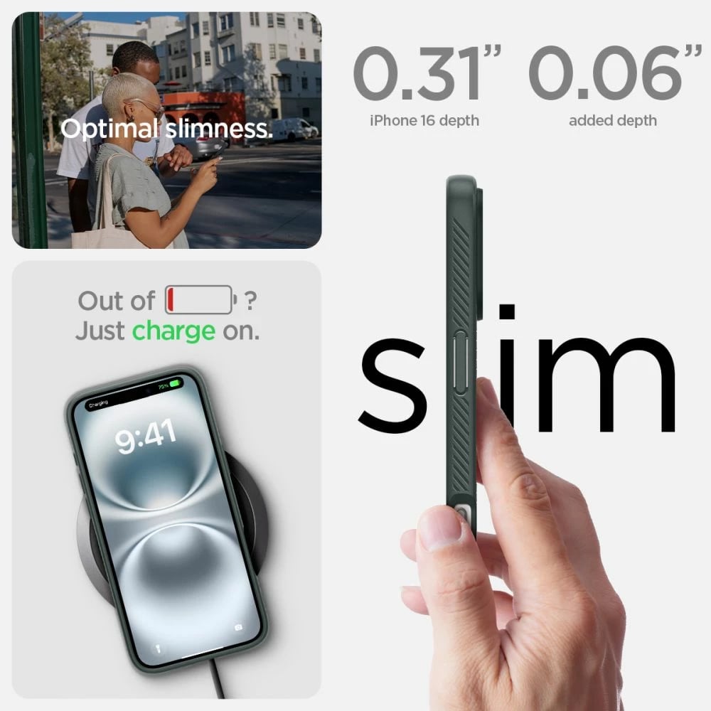Mbështjellës Spigen Liquid Air për iPhone 16, Gjelbër