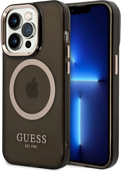 Mbështjellës Guess GUHMP14XHTCMK për iPhone 14 Pro Max 6.7", MagSafe, i zi/ari