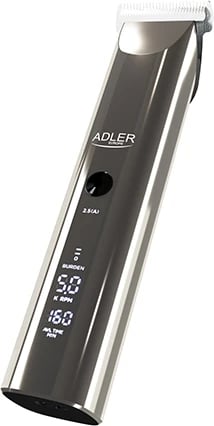 Makinë qethëse, Adler AD 2834, LCD, 2000 mAh, 5 shpejtësi, IPX6, me dhe pa kabllo, 4 krehrat 3-12 mm, argjendtë