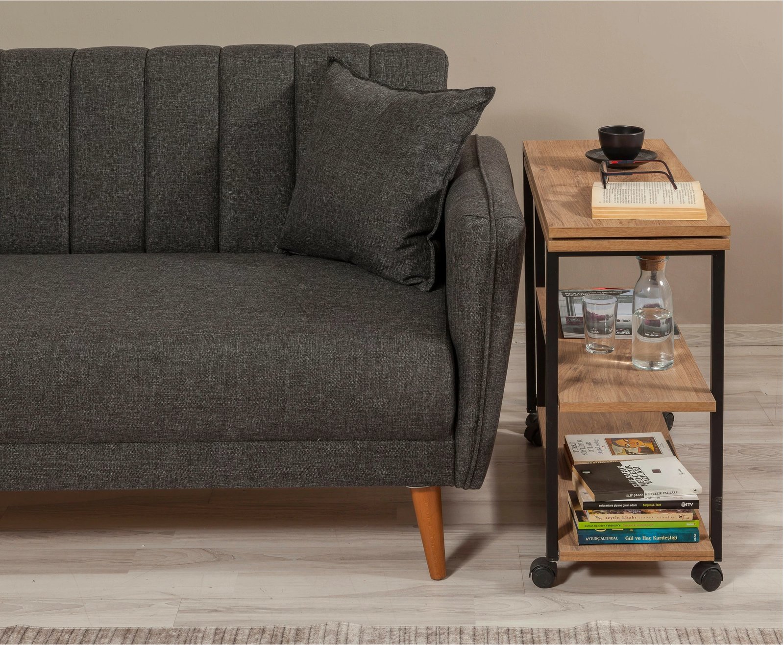 Tavolinë anësore Hanah Home, Melin, ngjyrë Atlantic Pine dhe e zezë