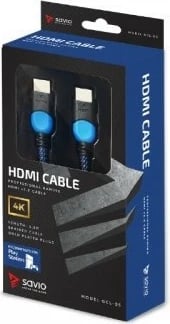 Kabllo HDMI Savio GCL-05, 3m, 2.0, Najlon, Zezë/Blu