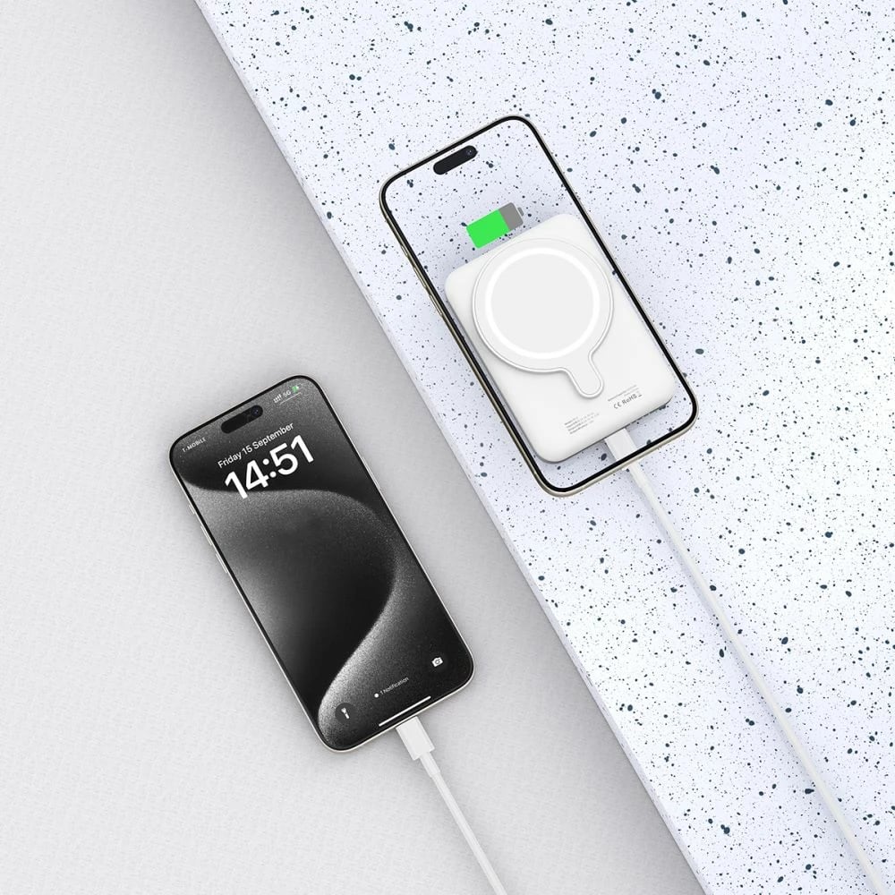 Powerbank Tech-Protect LifeMag PB10, 5000mAh, MagSafe, USB-C, Bardhë