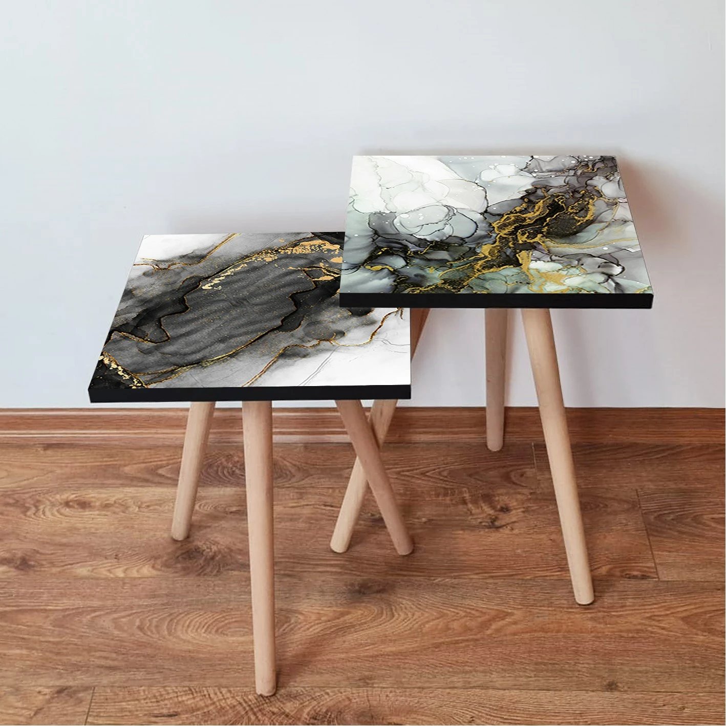 Set tavolina ndihmëse të mbivendosura, Skye Decor, 2 copë, e zezë