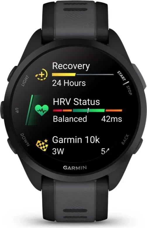 Smartwatch Garmin Forerunner 165, 1.2" AMOLED, GPS, i zi me rrip argjendi
