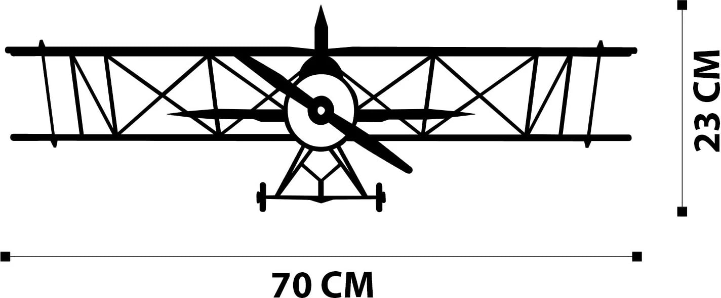 Aksesor dekorativ metalik për mur, aeroplan, Wallity, ngjyrë e zezë, 70x23cm