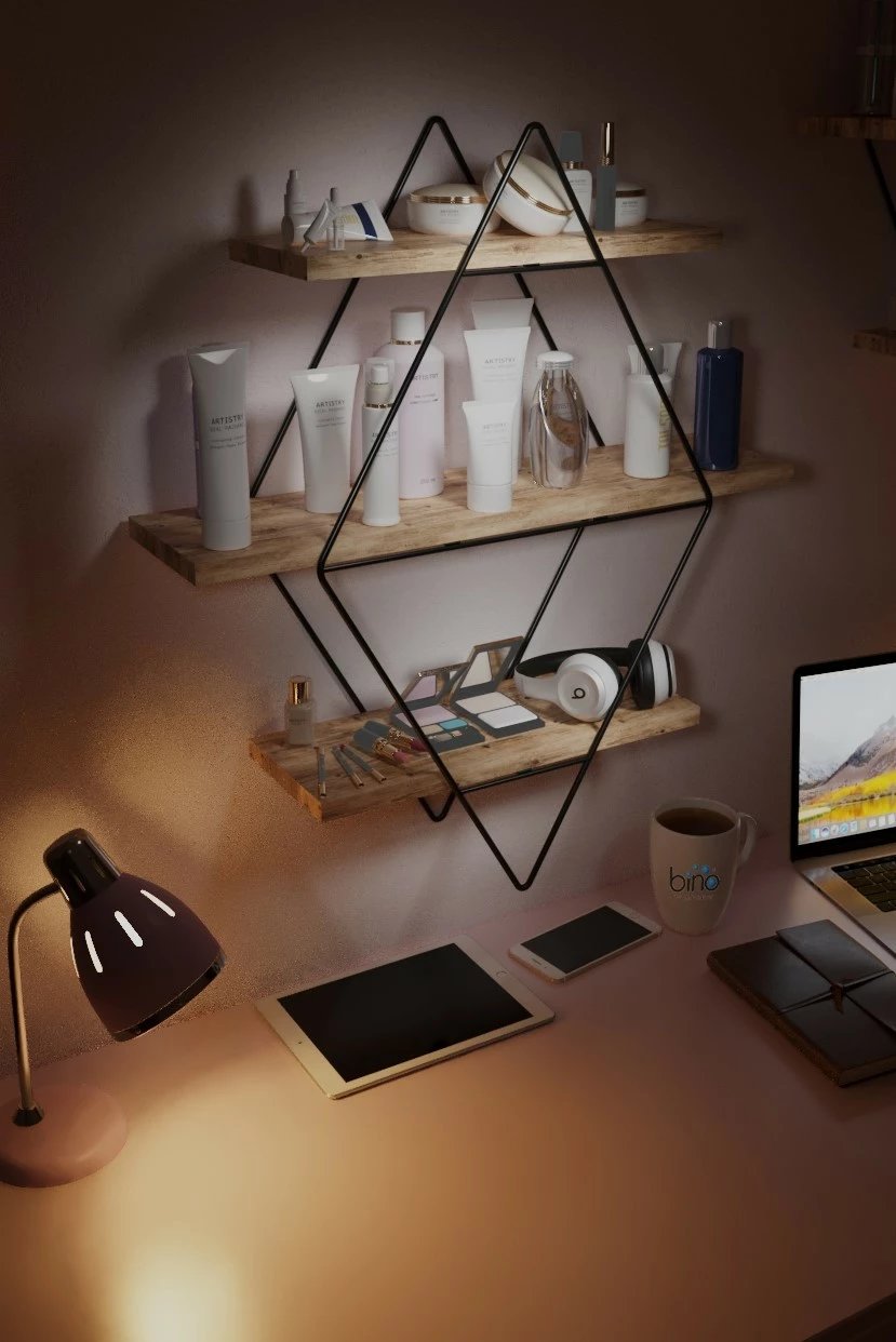 Raft muri dekorativ, ngjyrë ari dhe e zezë, Skye Decor, Prizma Raf, madhësi e madhe, për sallon