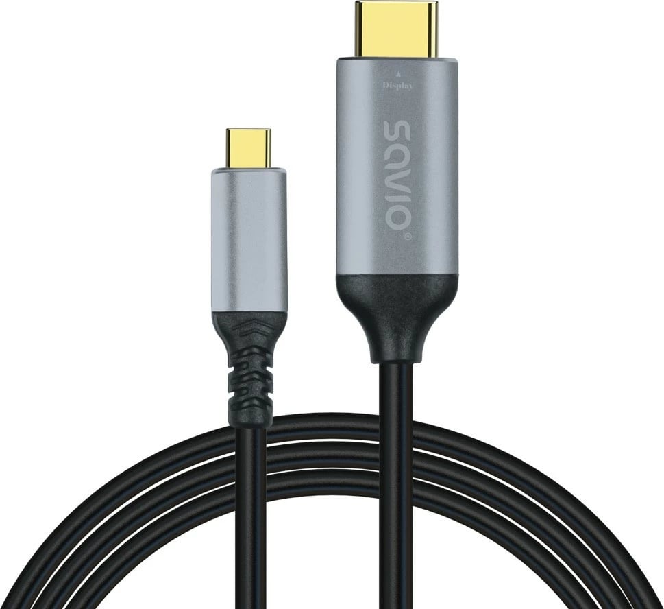 Kabllo USB-C në HDMI Savio CL-184, 3m, Gri