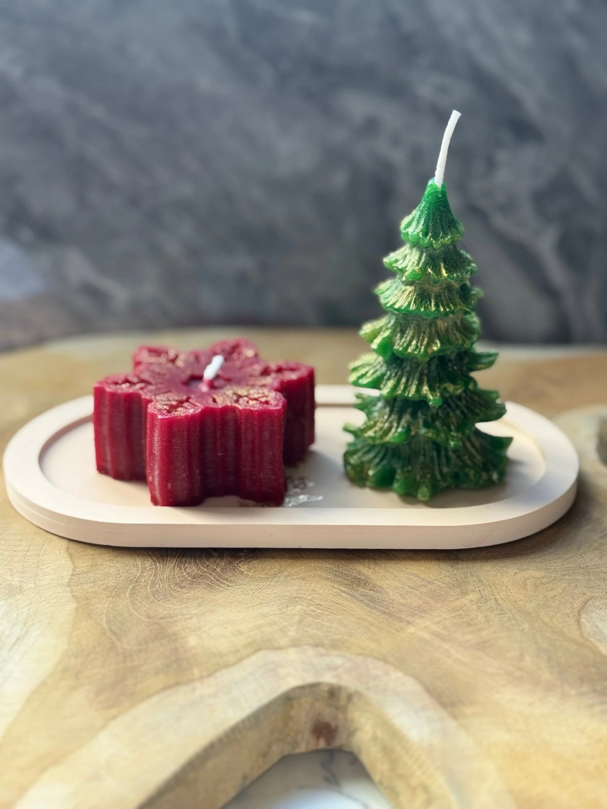 Set qirinjsh (3 copë), Evila Originals, ngjyrë e kuqe dhe e gjelbër, për Krishtlindje