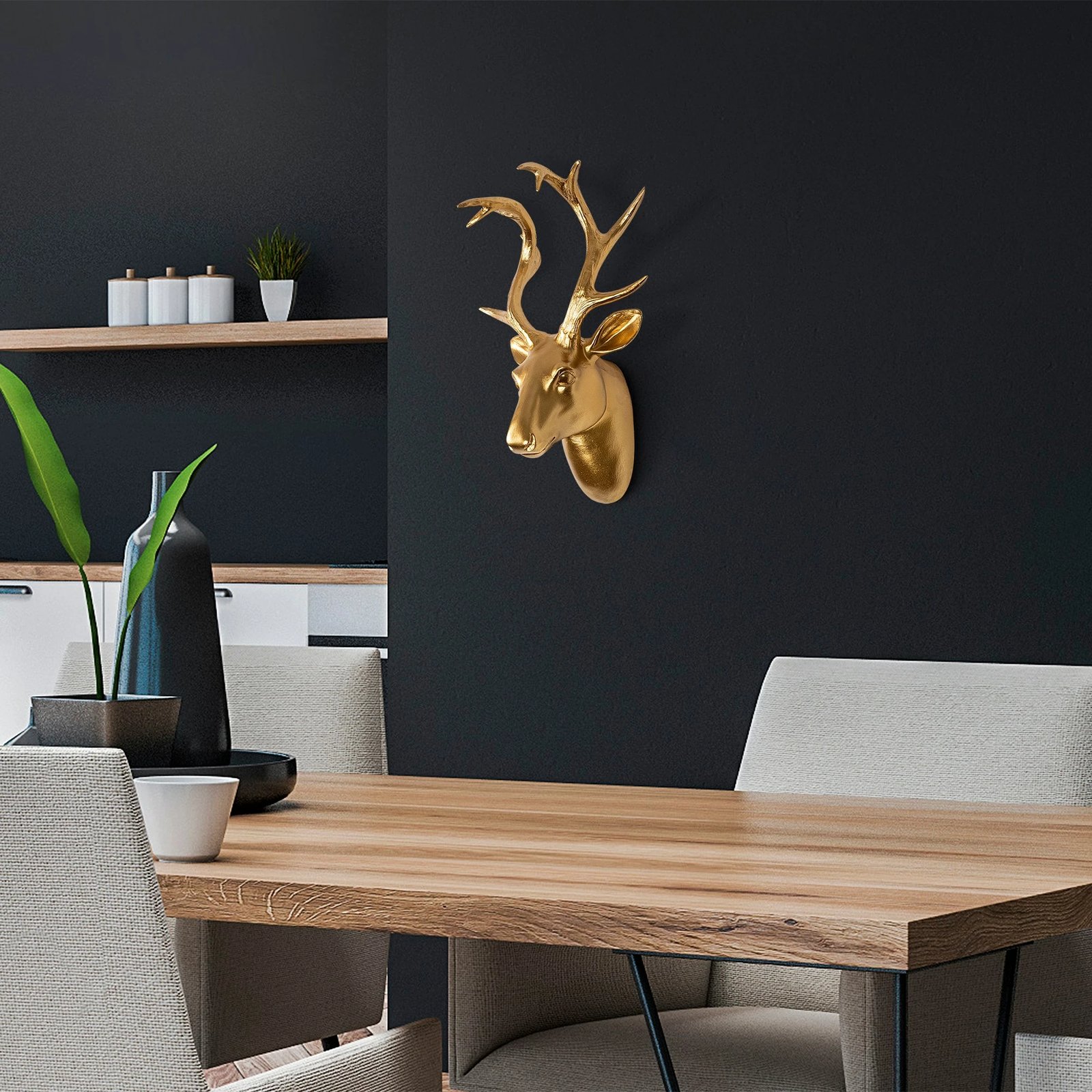 Aksesor dekorativ për mur, bust dreu, ngjyrë ari, Wallity