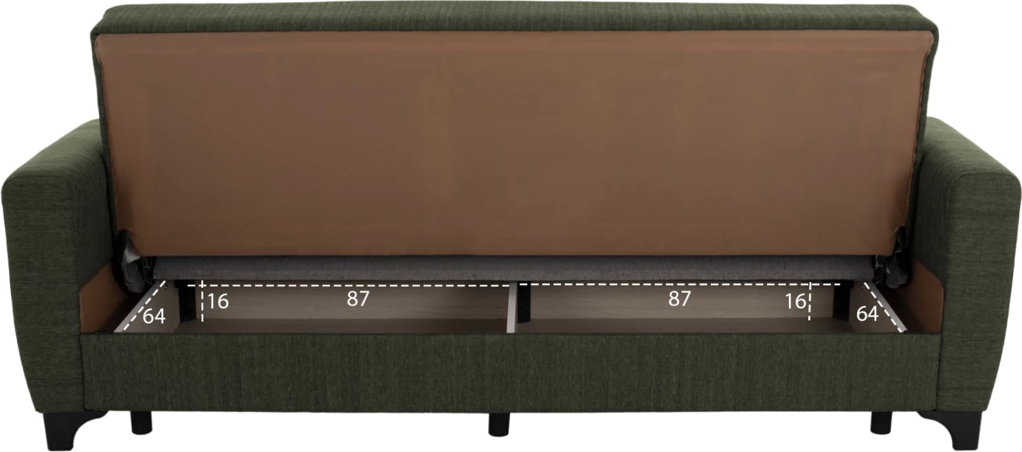 FH3242.05, 3-vendëshe divan-shtrat, shpinë e lartë, ulli i errët, 215x84x88 cm