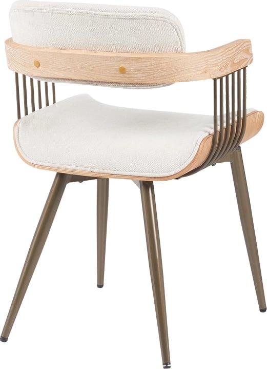 Karrige Cameo, metal bronzi, dru i bardhë i larë, stof bezhë, 53x49.5x75.5cm