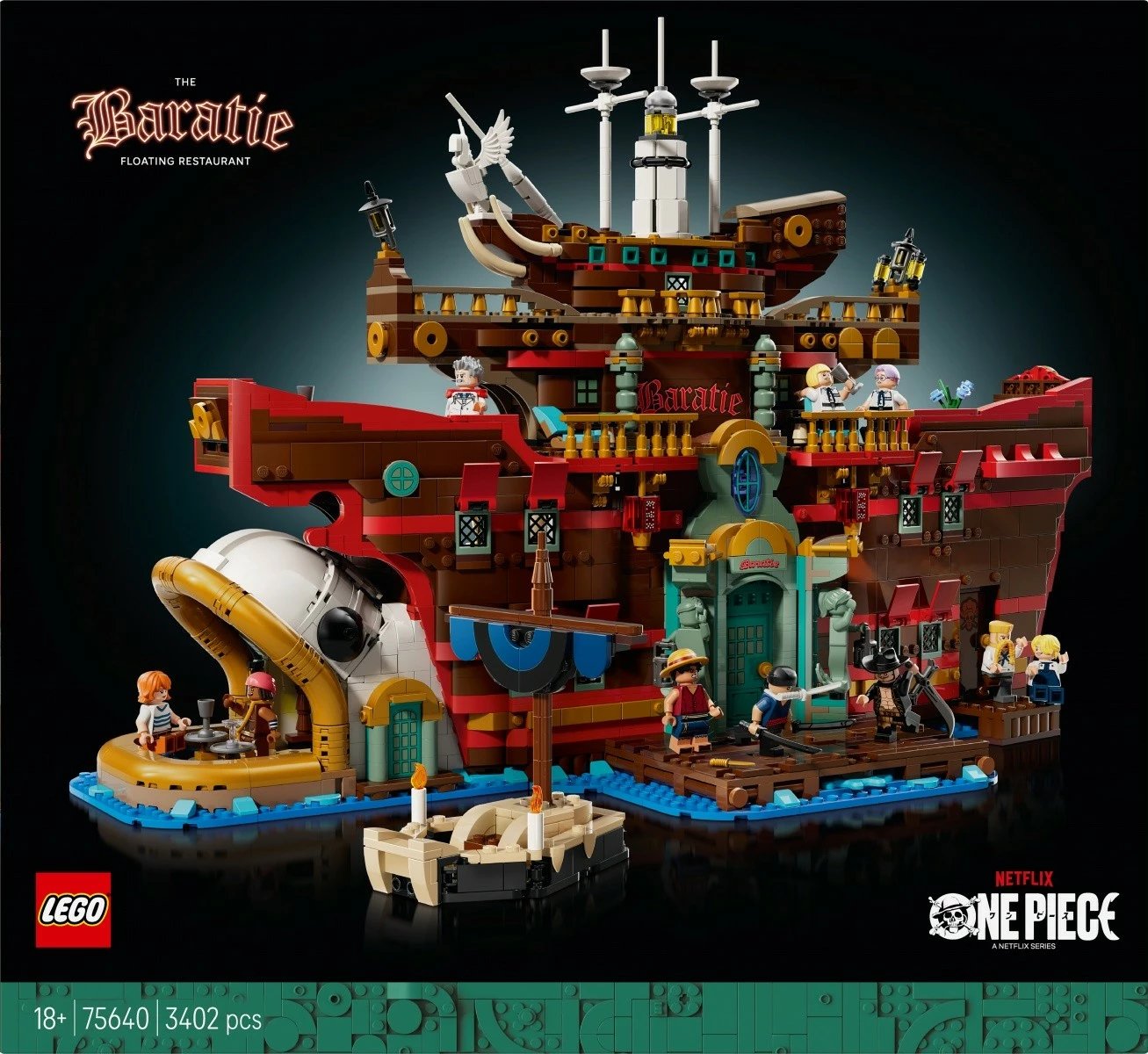 Set LEGO One Piece Floating Restaurant Baratie 75640, 3402 pjesë, për të rritur