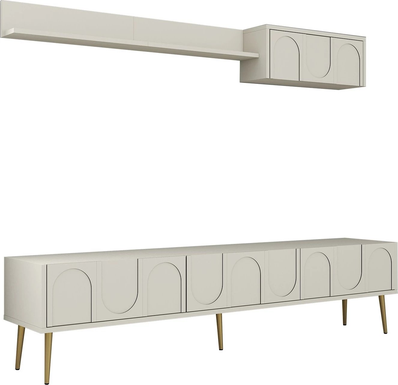 Njësi TV Skye Decor, Lyon 2, krem dhe ari