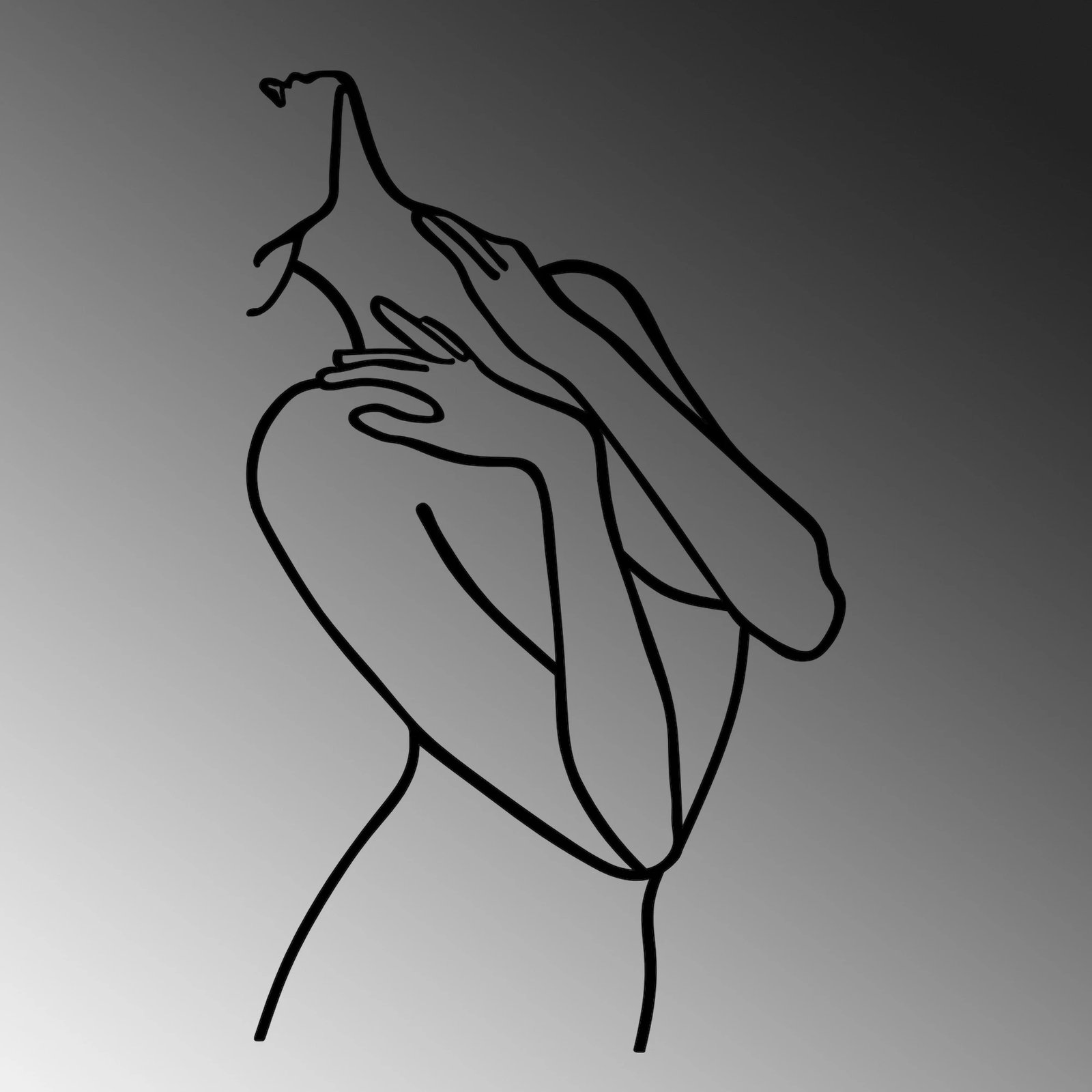 Aksesor dekorativ metalik për mur, linja gruaje, Wallity