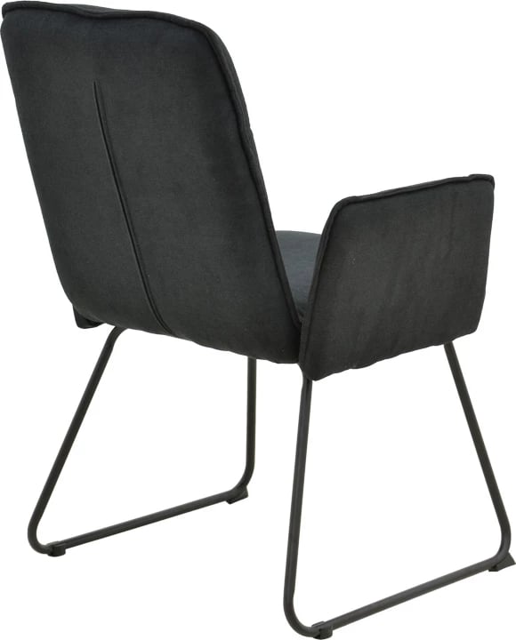 Karrige me krah Essential, set prej 4 copash, stof i zi, këmbë metalike të zeza, 55.5x59x89cm