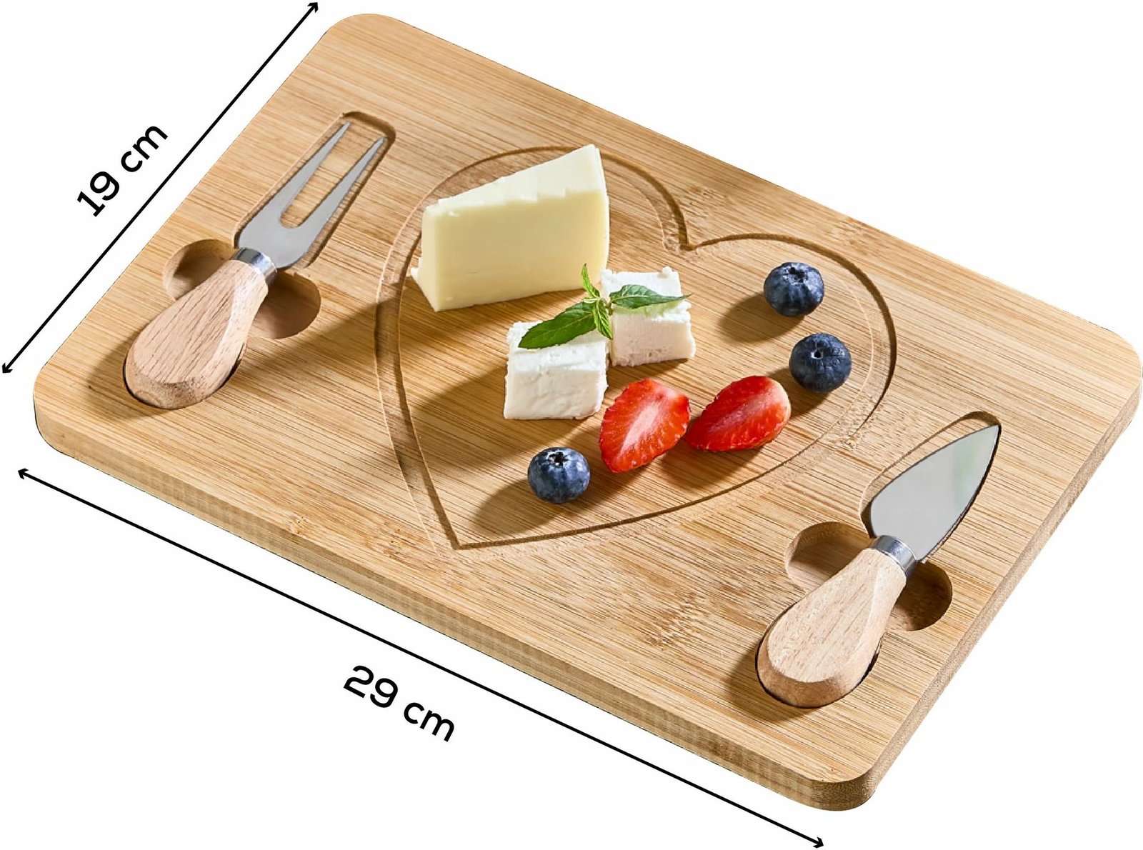 Pjatë shërbyese bambuje Hermia Concept, multingjyrëshe, 18x29x1.5cm, me thikë