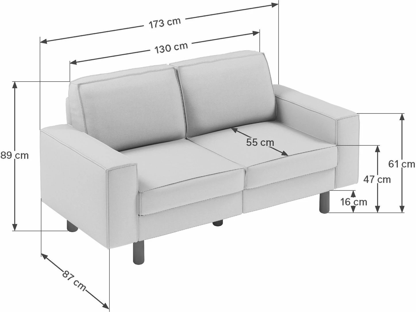 Divan dy-vendësh Atelier del Sofa, ngjyrë gri mjegull, këmbë dru arre