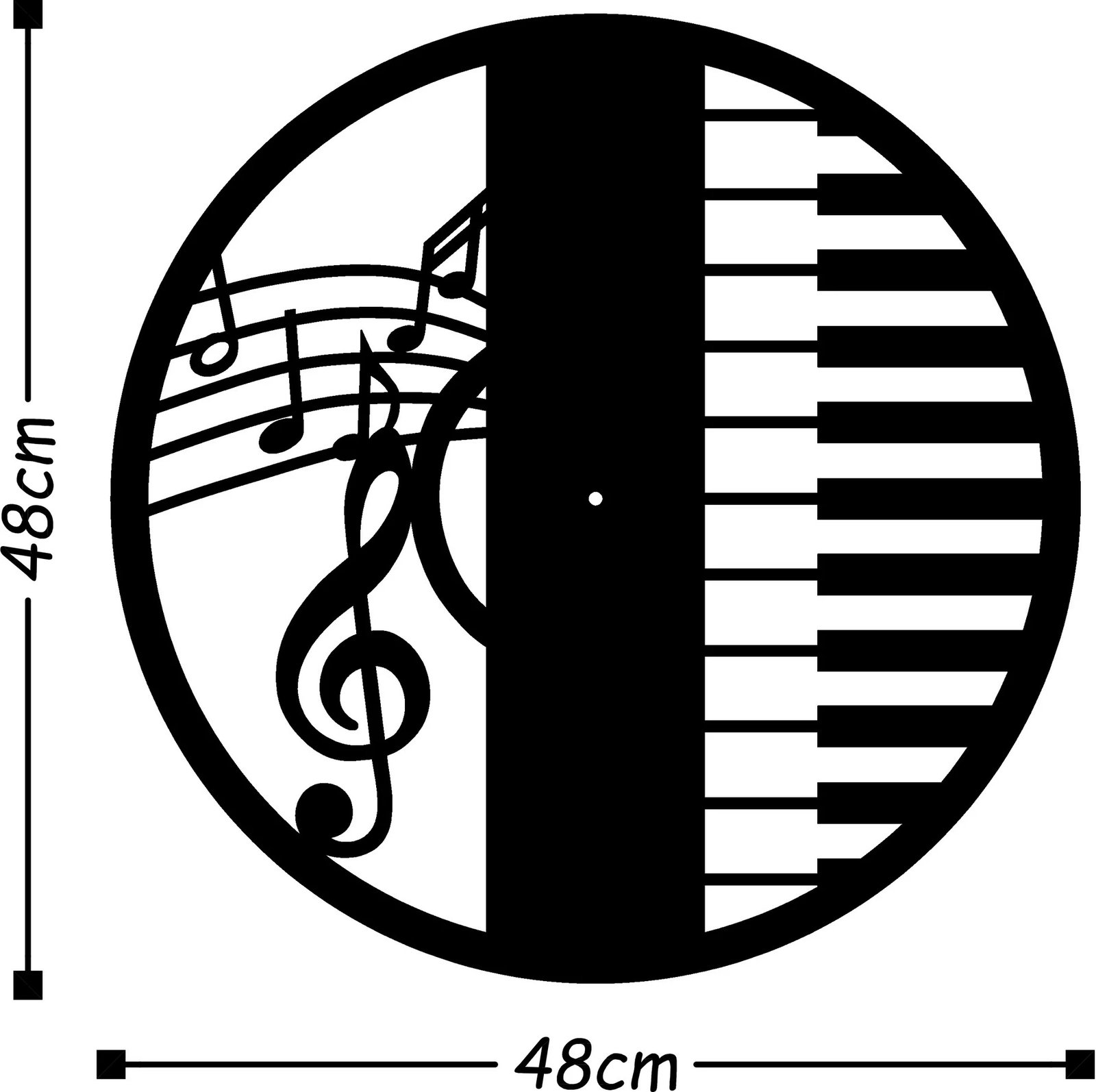 Orë muri dekorative prej metali Wallity, e zezë, 48x48cm