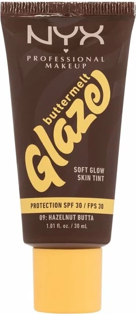 Fondatinë për femra NYX Professional Makeup Buttermelt Glaze Soft Glow Skin Tint 09 Hazelnut Butta, 30ml