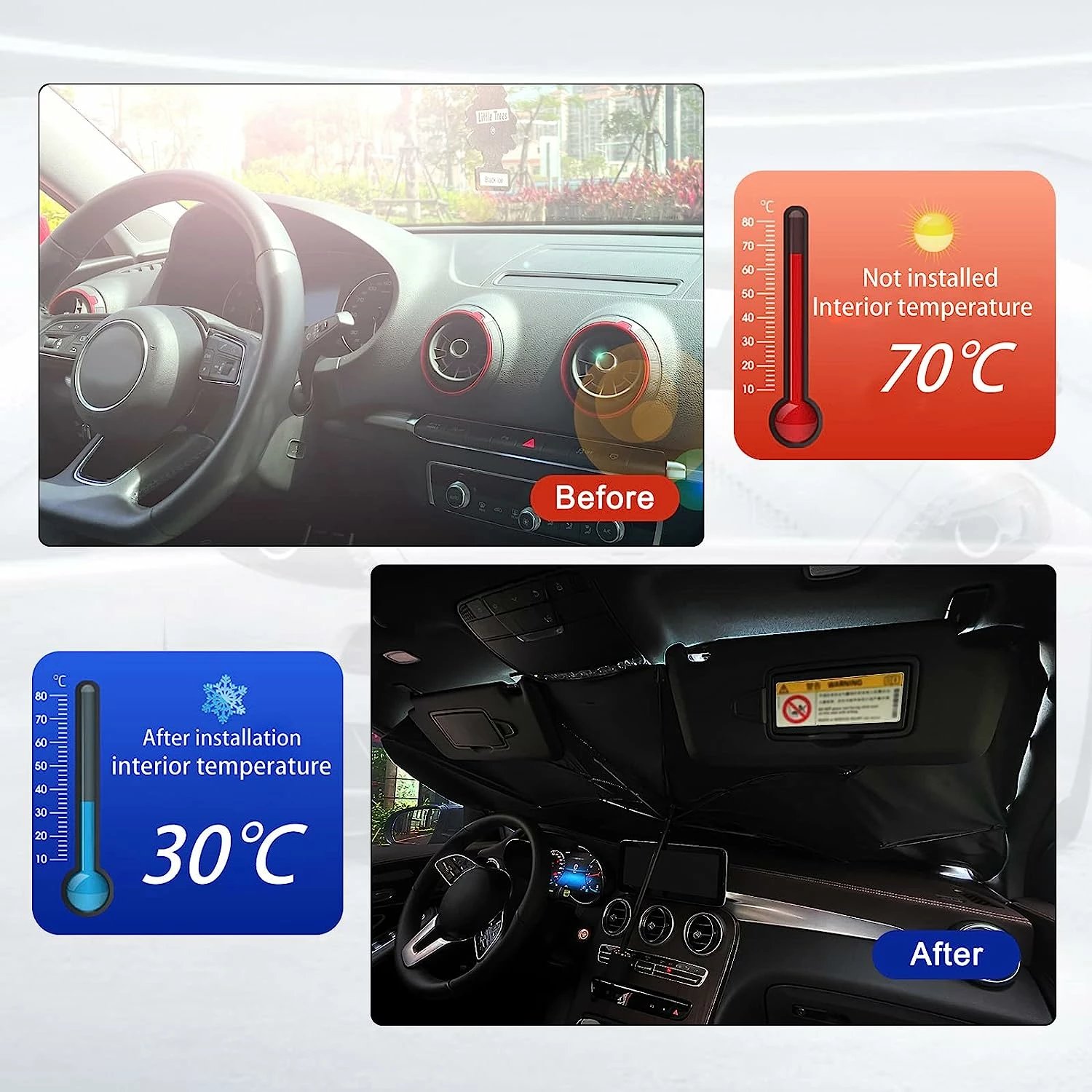 Ombrellë mbrojtëse nga rrezet e diellit për makinë, S