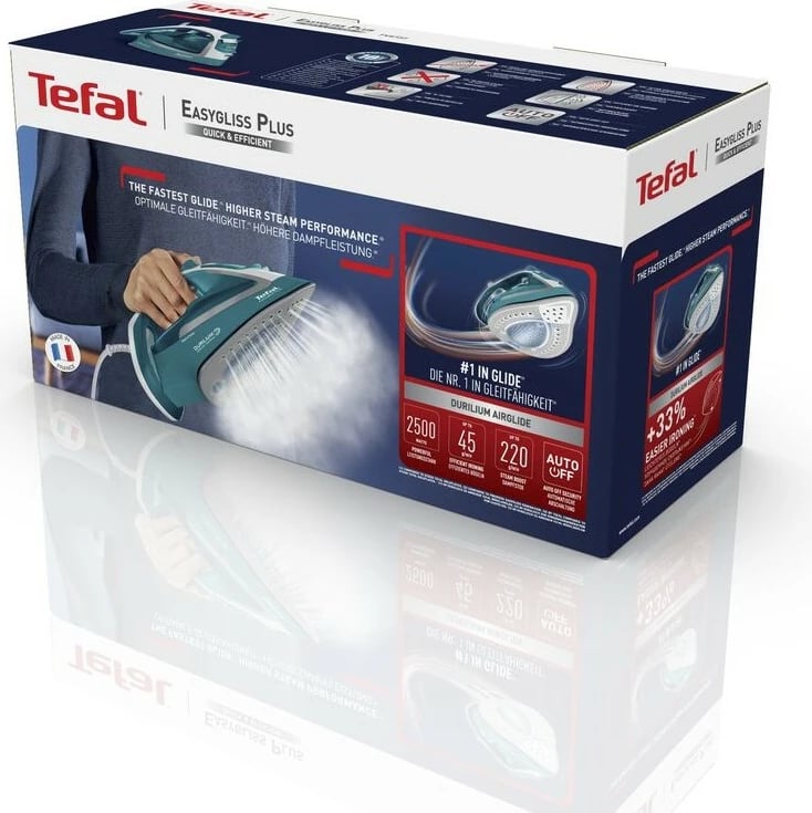 Hekur Tefal FV 5737 Easygliss Plus, 2500W, 0.27L, turkuaz/bardhë