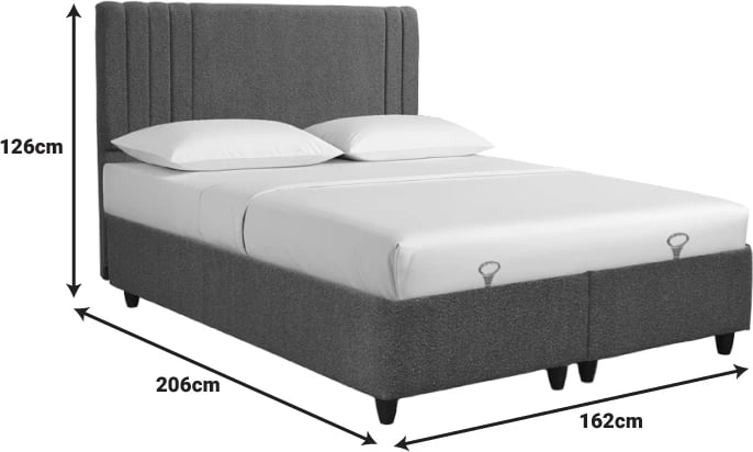 Krevat dopio me hapësirë ruajtjeje Lineo boucle ngjyrë antracit 160x200cm