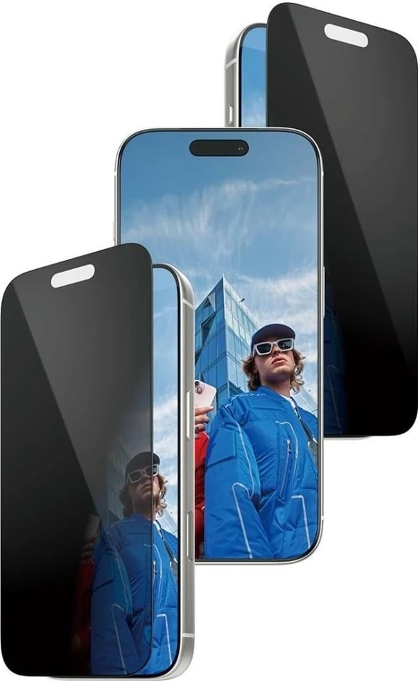 Mbështjellës PanzerGlass Ultra-Wide Fit Fastfit për iPhone 17 Pro, privacy glass, e zezë