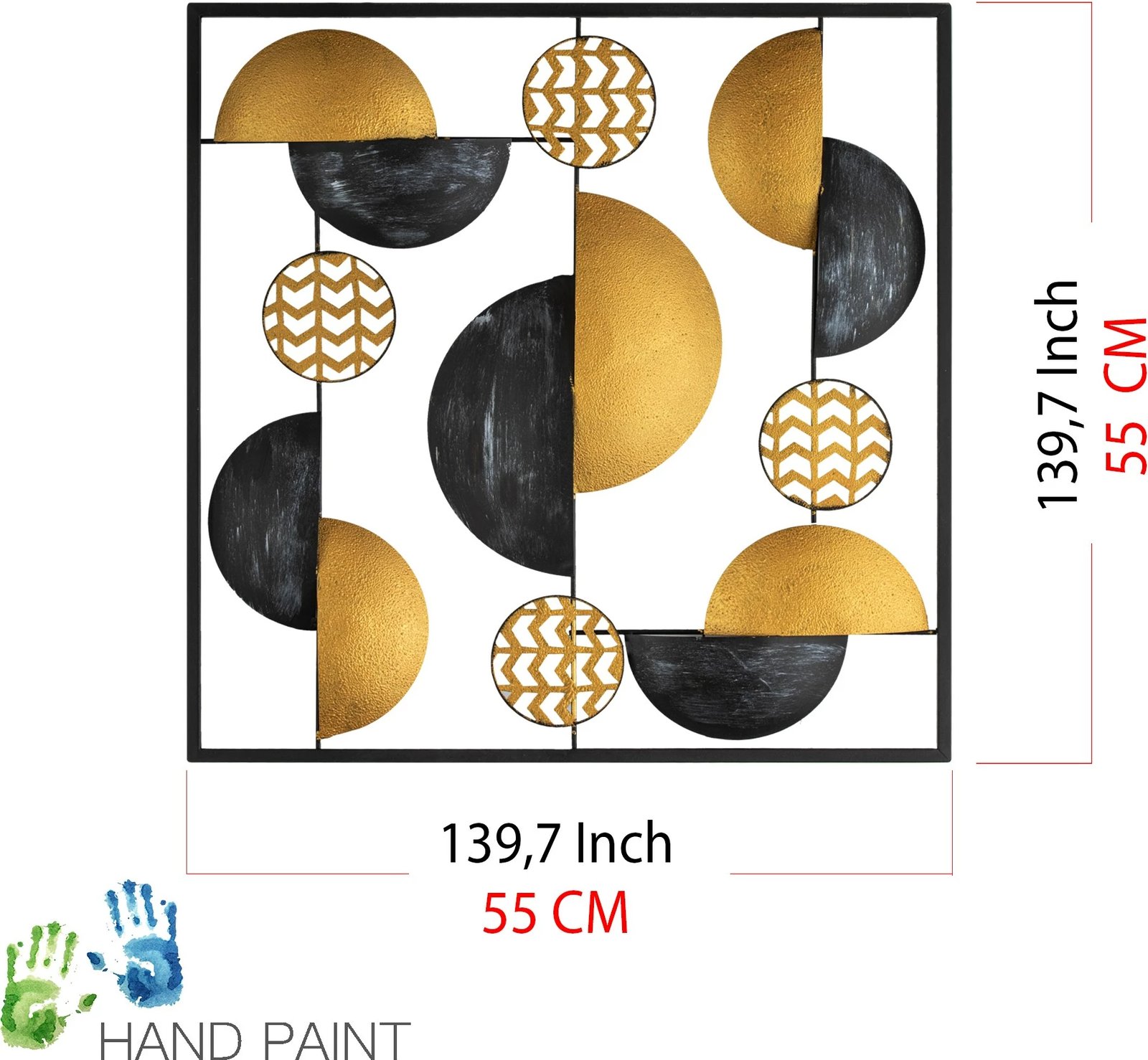 Aksesor dekorativ metalik Wallity Aurora, shumëngjyrësh, 55x5x55cm
