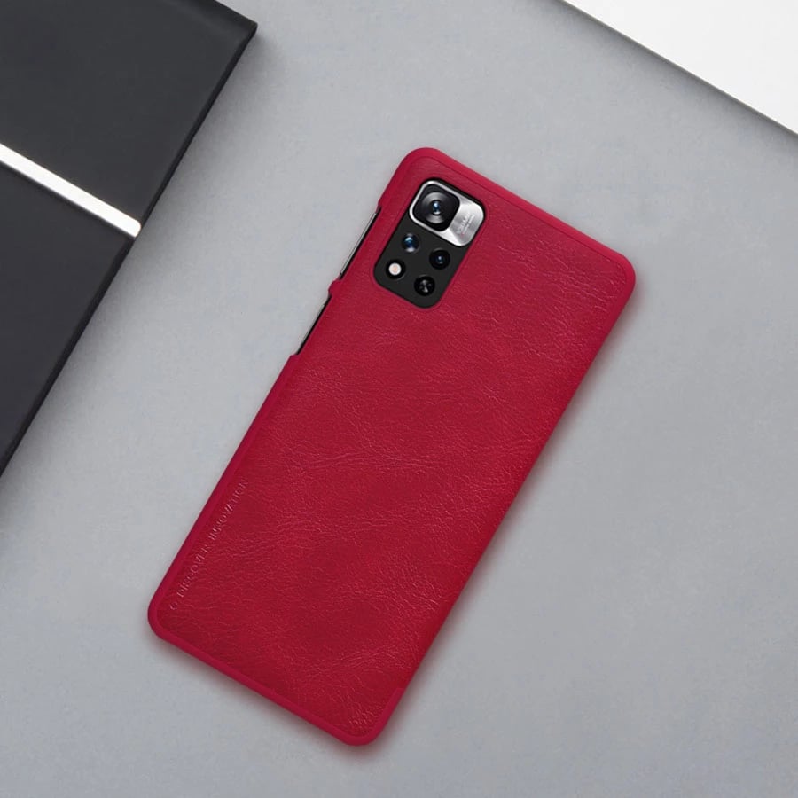 Mbështjellës Nillkin Qin Case për Xiaomi Redmi Note 11 Pro+, Redmi Note 11 Pro, Mi 11i HyperCharge, kafe