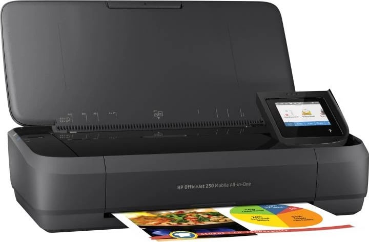 Printer multifunksional HP OfficeJet 250 Mobile CZ992A#BHC, inkjet, AIO portativ me bateri, Wi‑Fi Direct, 6.5–8 ppm