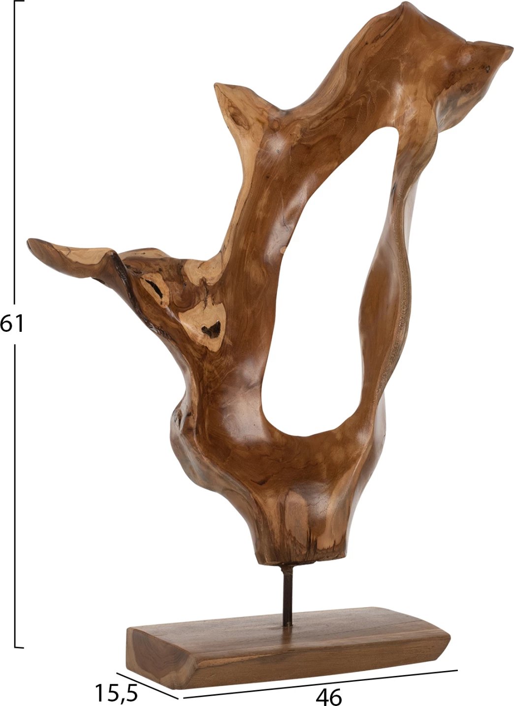 Dekor për tavolinë FH7713, dru tik i fortë, natyral, 26x16x70 cm Dekor për tavolinë FH7713, dru tik i fortë, natyral, 26x16x70 cm