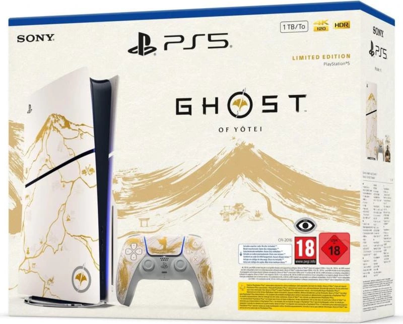 Konzolë PS5 Sony Ghost of Yotei Gold Limited Edition Slim 1TB bardhë Konzolë PS5 Sony Ghost of Yotei Gold Limited Edition Slim 1TB bardhë