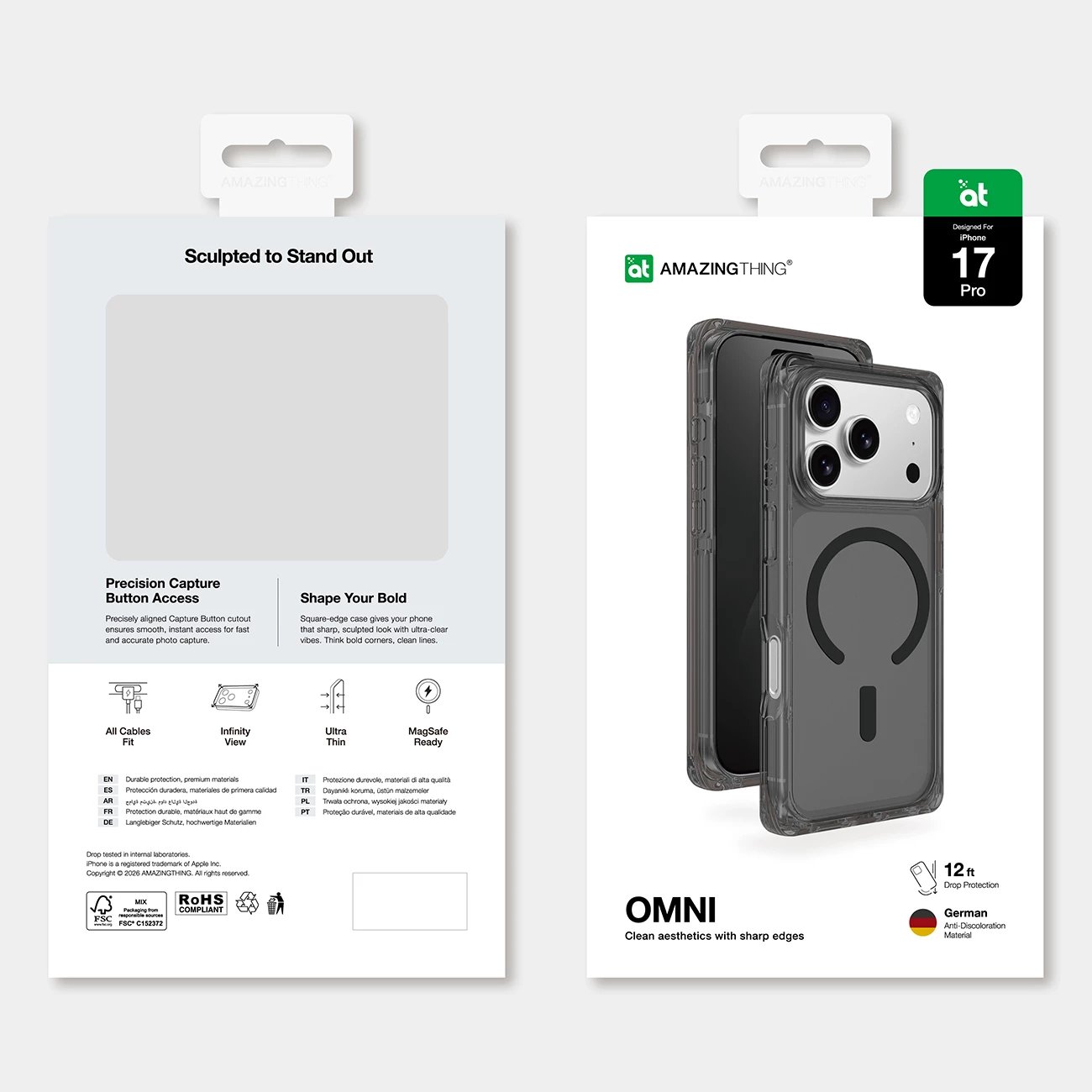 Mbështjellës AmazingThing Omni për iPhone 17 Pro, MagSafe, i zi