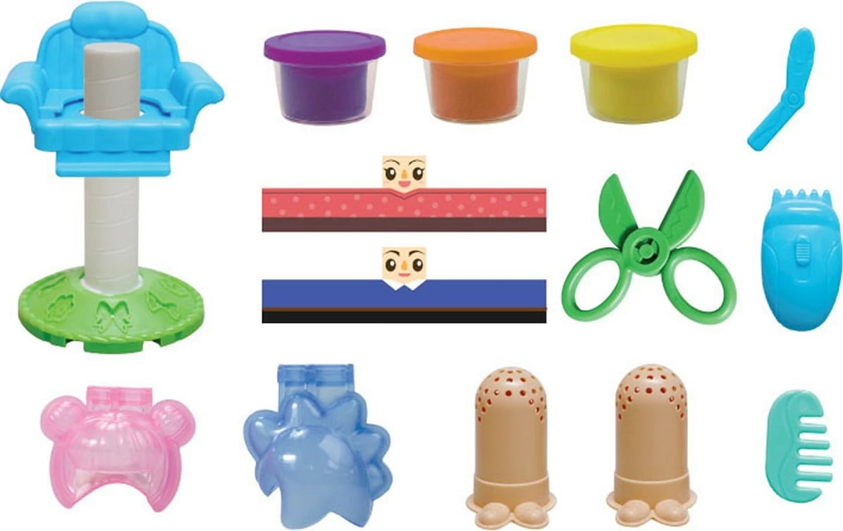 Set plastelinë Smily Play SP83961, me aksesorë parukieri, 3 ngjyra